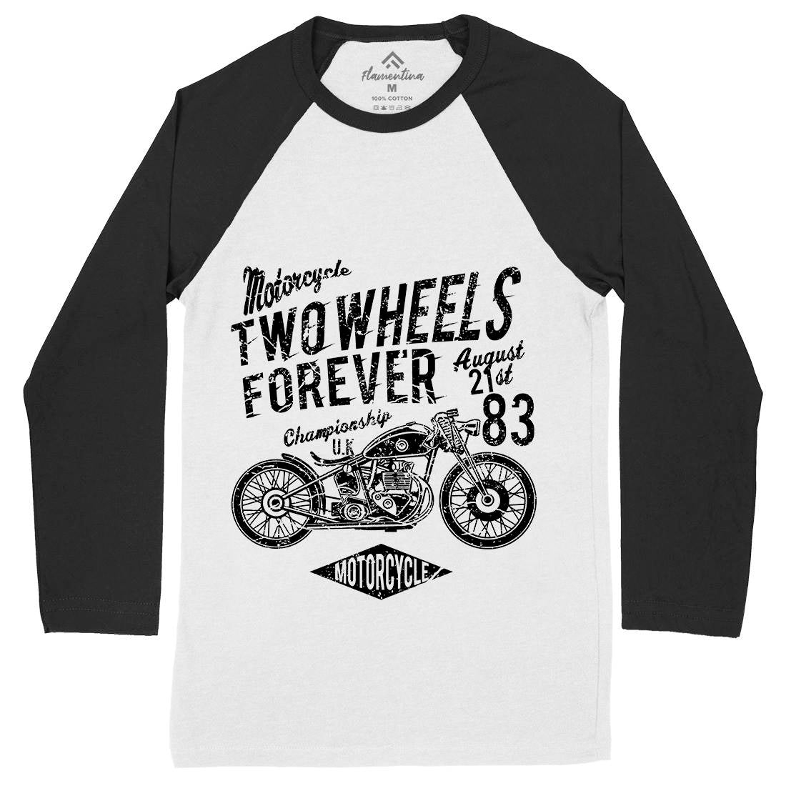 Two Wheels Forever Mens Long Sleeve Baseball T-Shirt Motorcycles A186