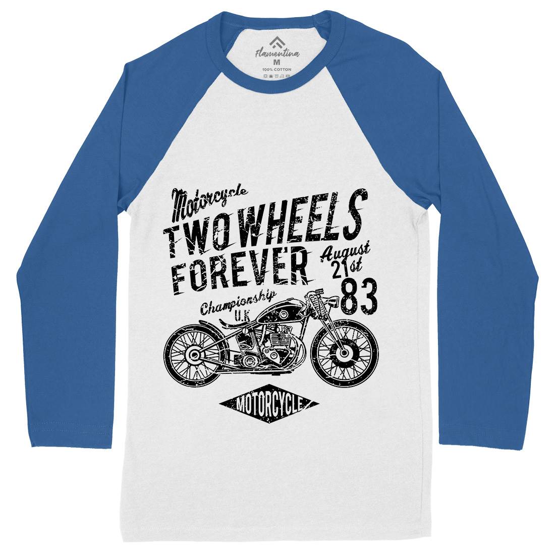 Two Wheels Forever Mens Long Sleeve Baseball T-Shirt Motorcycles A186