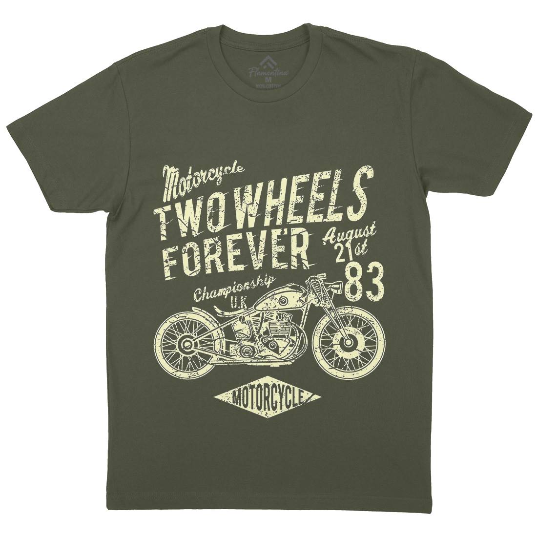 Two Wheels Forever Mens Organic Crew Neck T-Shirt Motorcycles A186