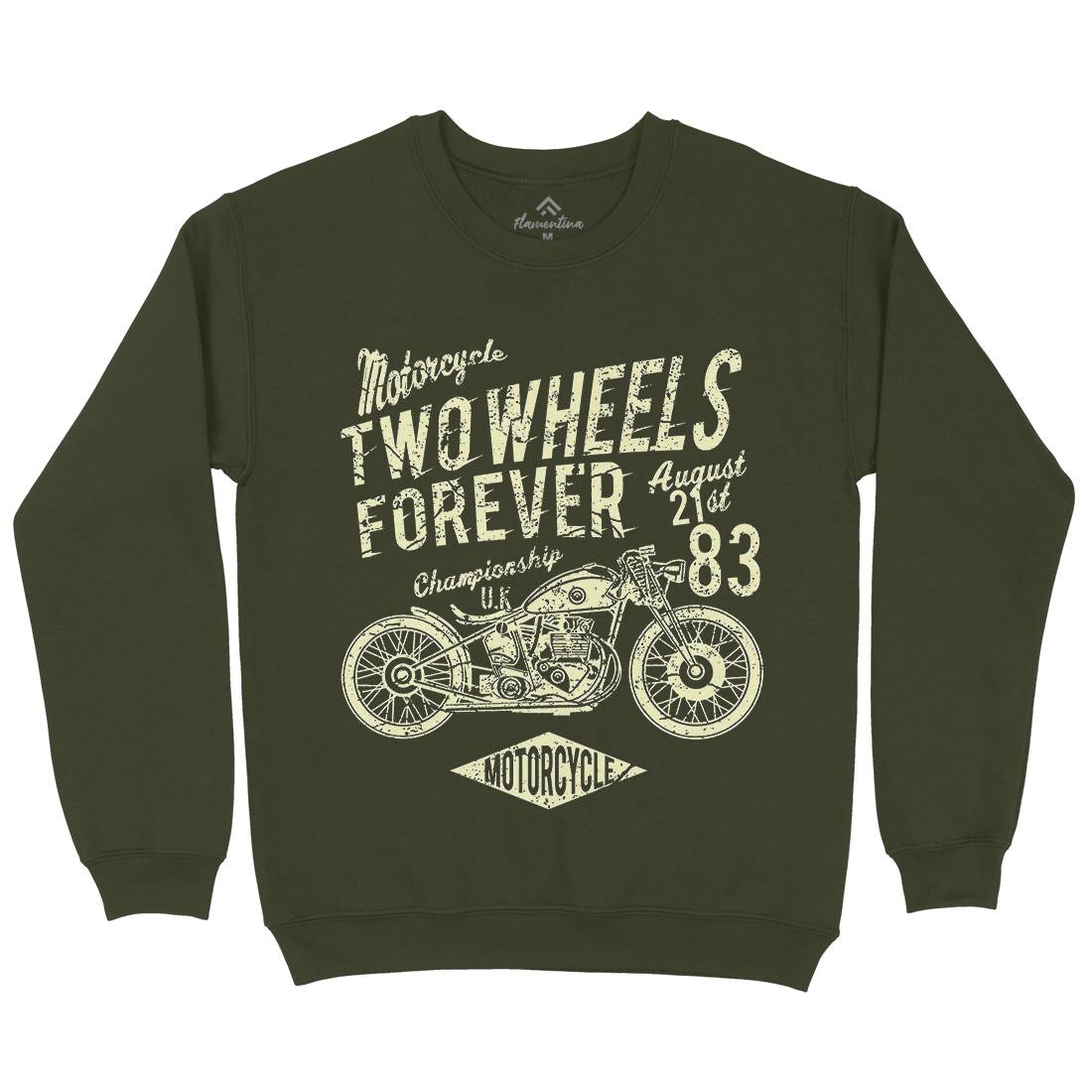 Two Wheels Forever Mens Crew Neck Sweatshirt Motorcycles A186
