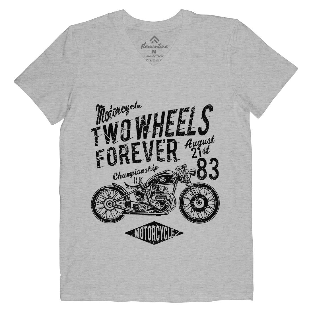 Two Wheels Forever Mens V-Neck T-Shirt Motorcycles A186