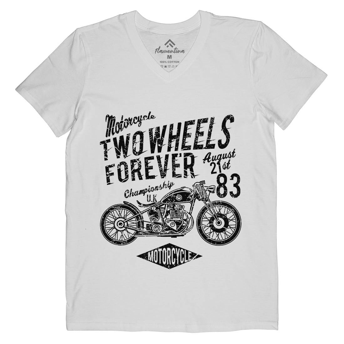 Two Wheels Forever Mens V-Neck T-Shirt Motorcycles A186
