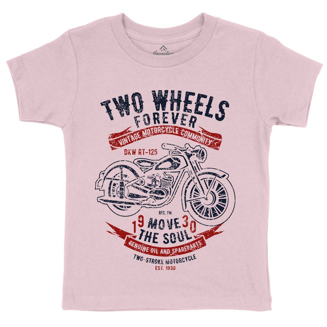 Two Wheels Forever Kids Crew Neck T-Shirt Motorcycles A187