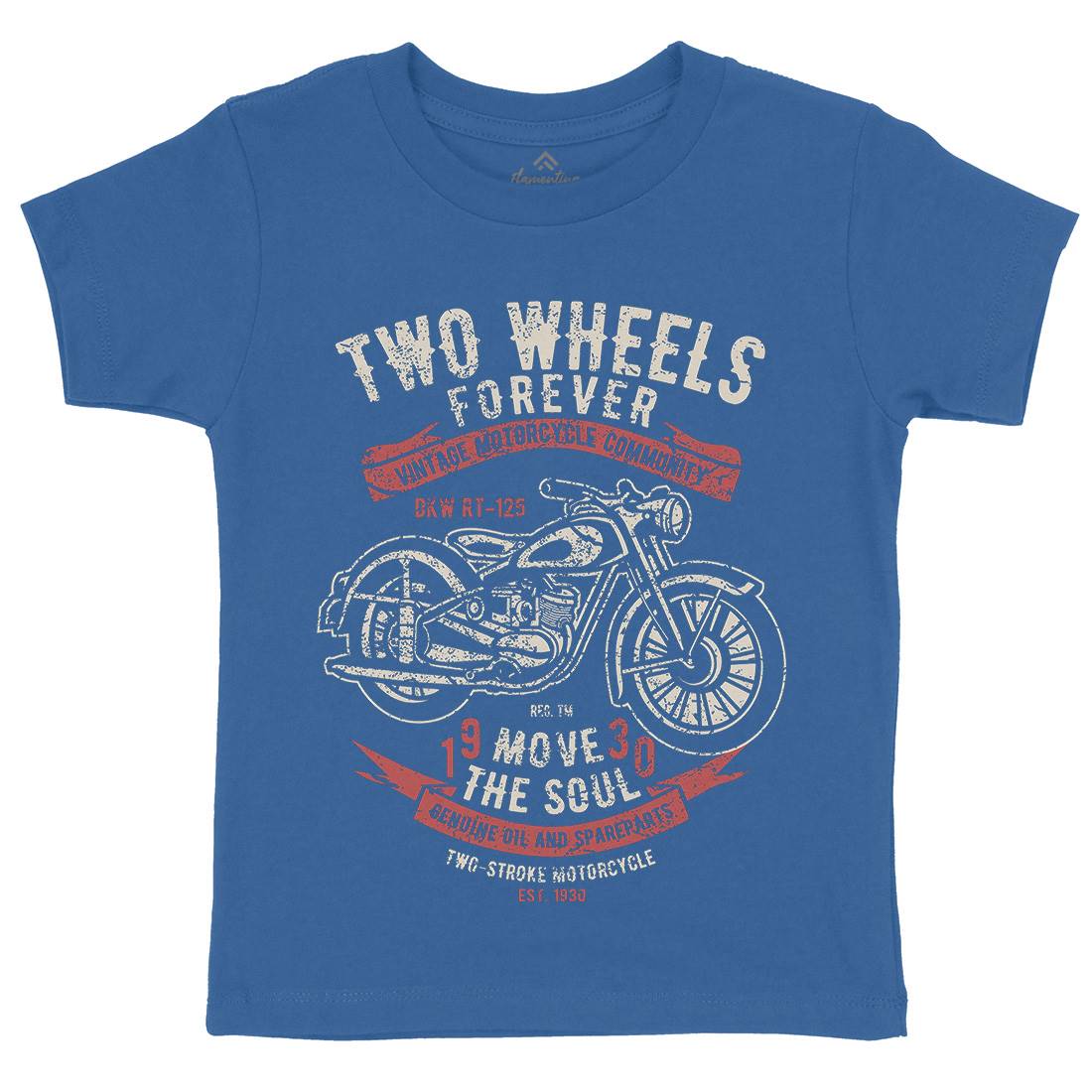 Two Wheels Forever Kids Organic Crew Neck T-Shirt Motorcycles A187