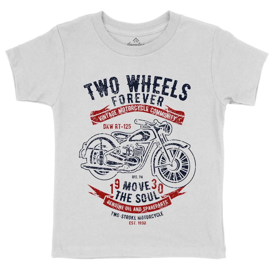 Two Wheels Forever Kids Organic Crew Neck T-Shirt Motorcycles A187