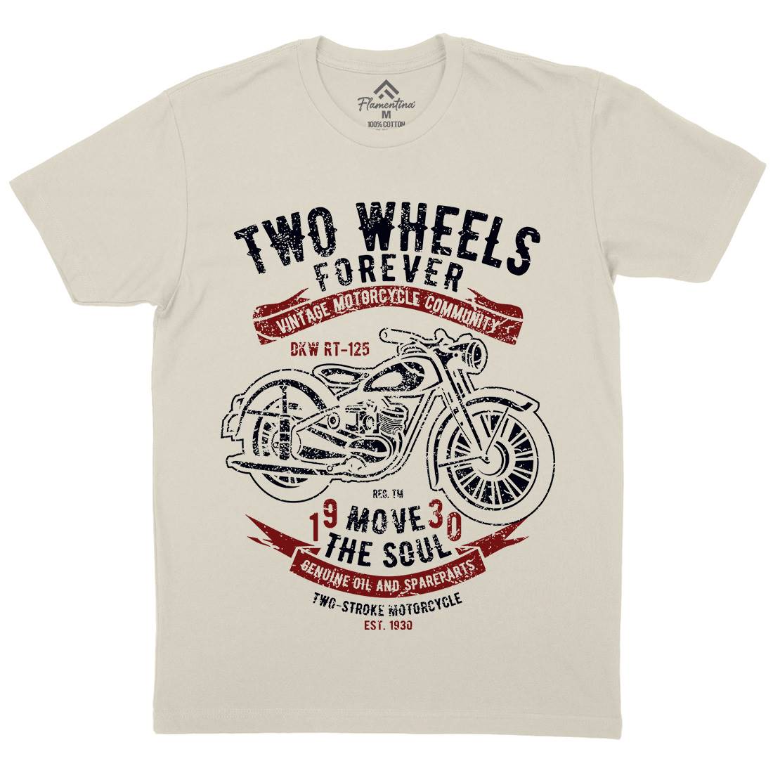 Two Wheels Forever Mens Organic Crew Neck T-Shirt Motorcycles A187