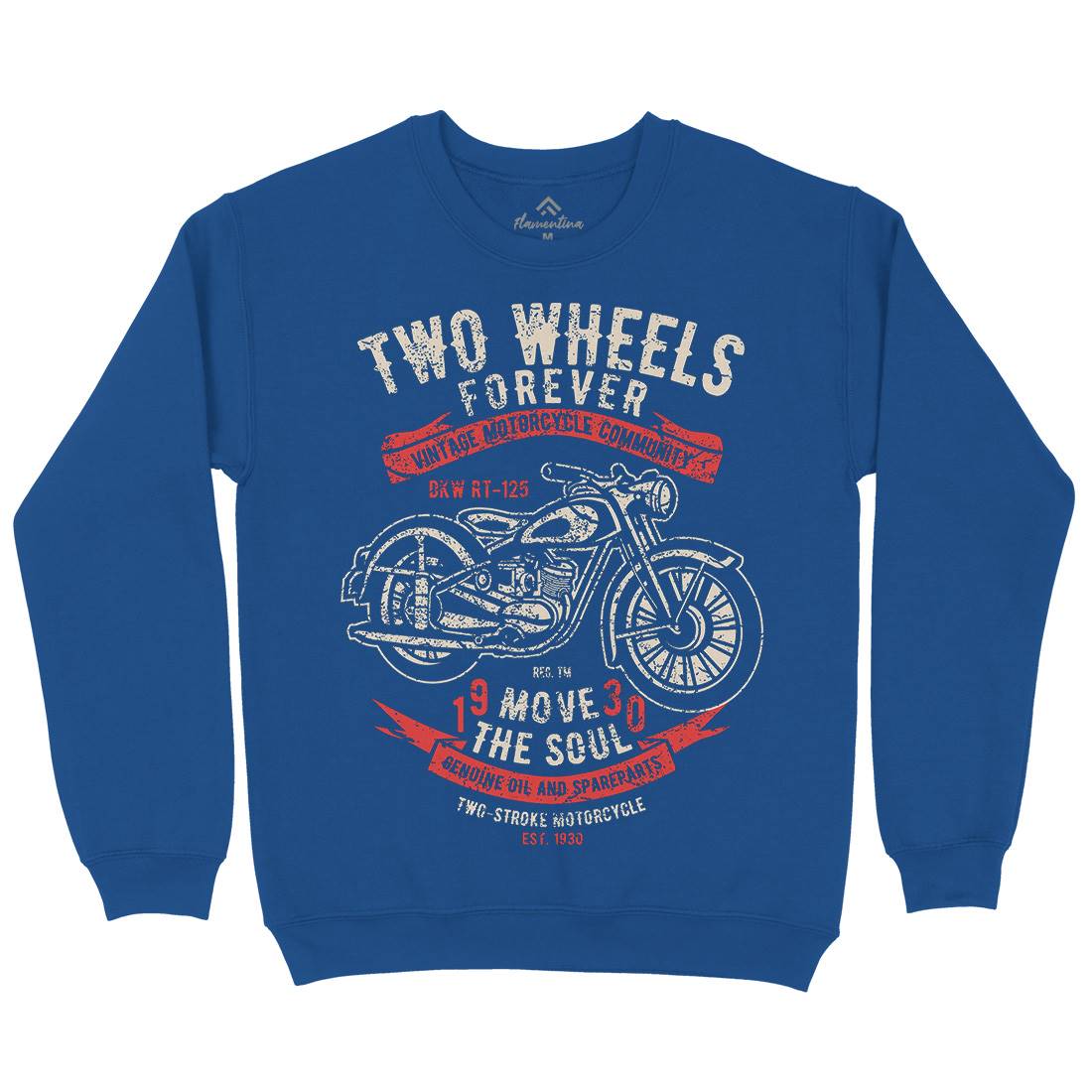 Two Wheels Forever Mens Crew Neck Sweatshirt Motorcycles A187
