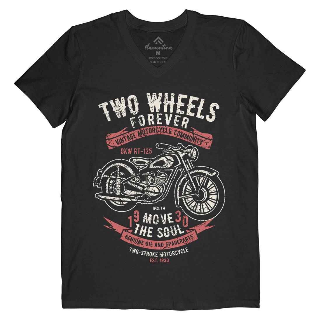 Two Wheels Forever Mens V-Neck T-Shirt Motorcycles A187