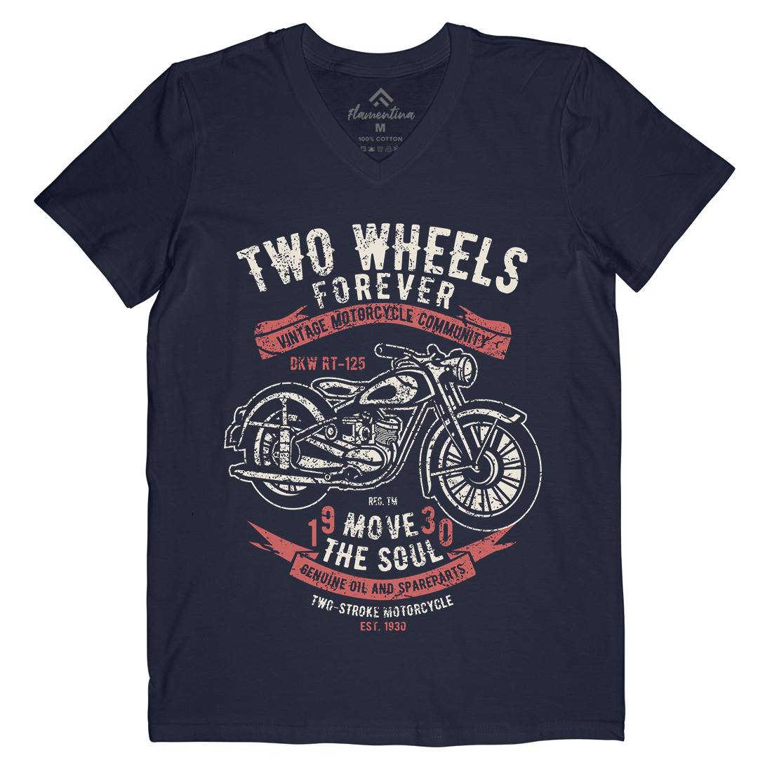 Two Wheels Forever Mens Organic V-Neck T-Shirt Motorcycles A187