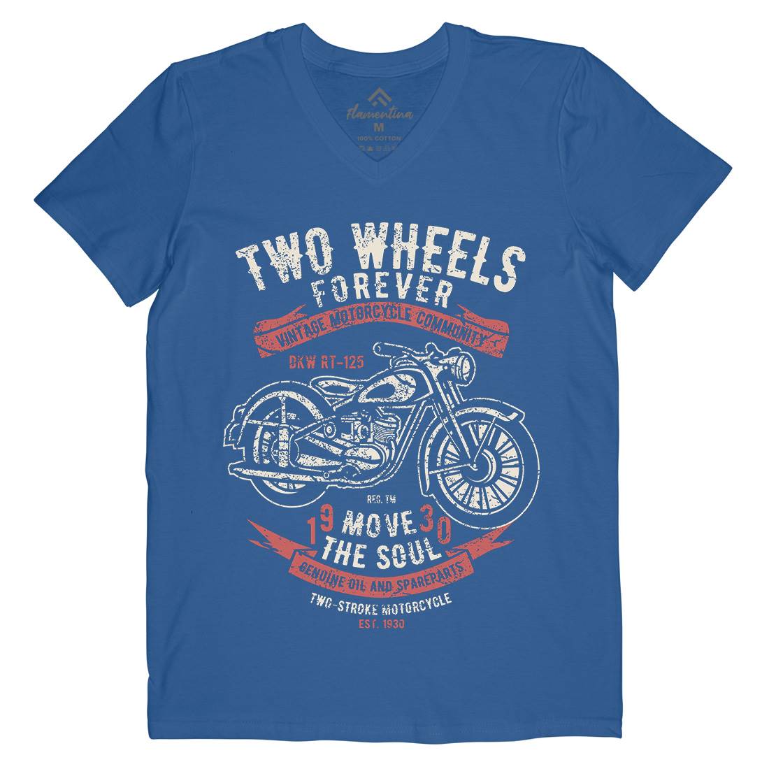 Two Wheels Forever Mens V-Neck T-Shirt Motorcycles A187