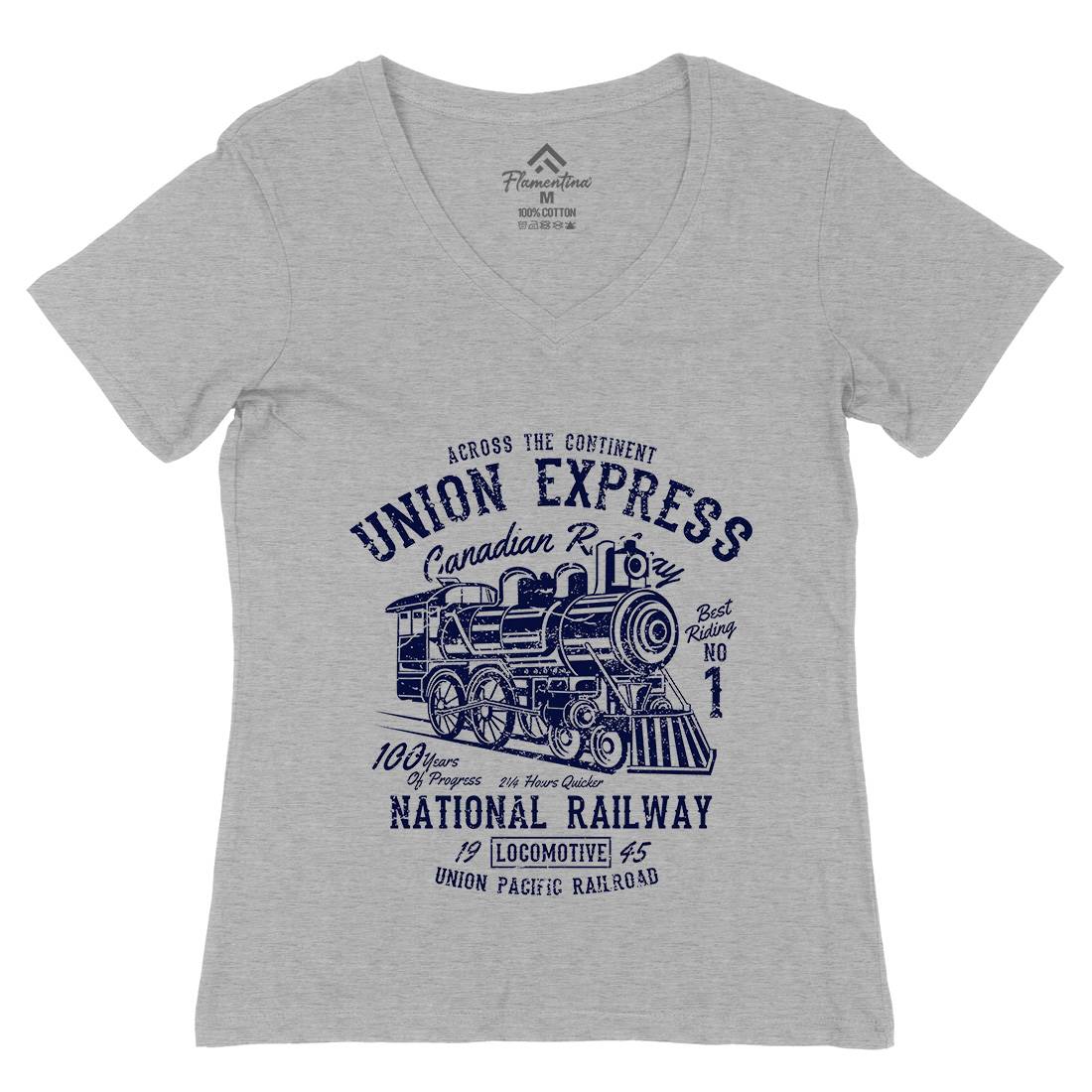 Union Express Womens Organic V-Neck T-Shirt Vehicles A188