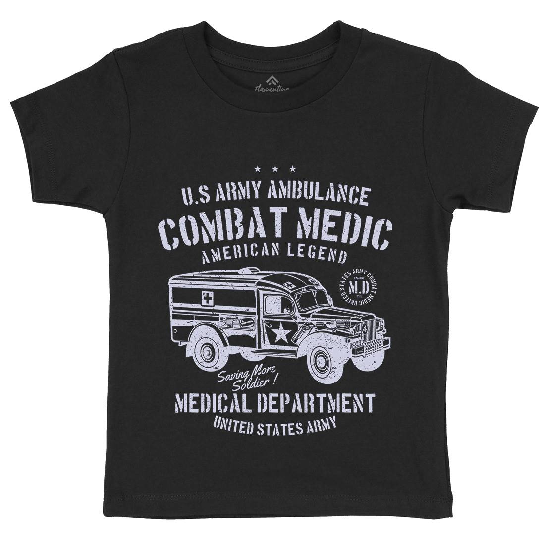 Ambulance Kids Organic Crew Neck T-Shirt Army A189