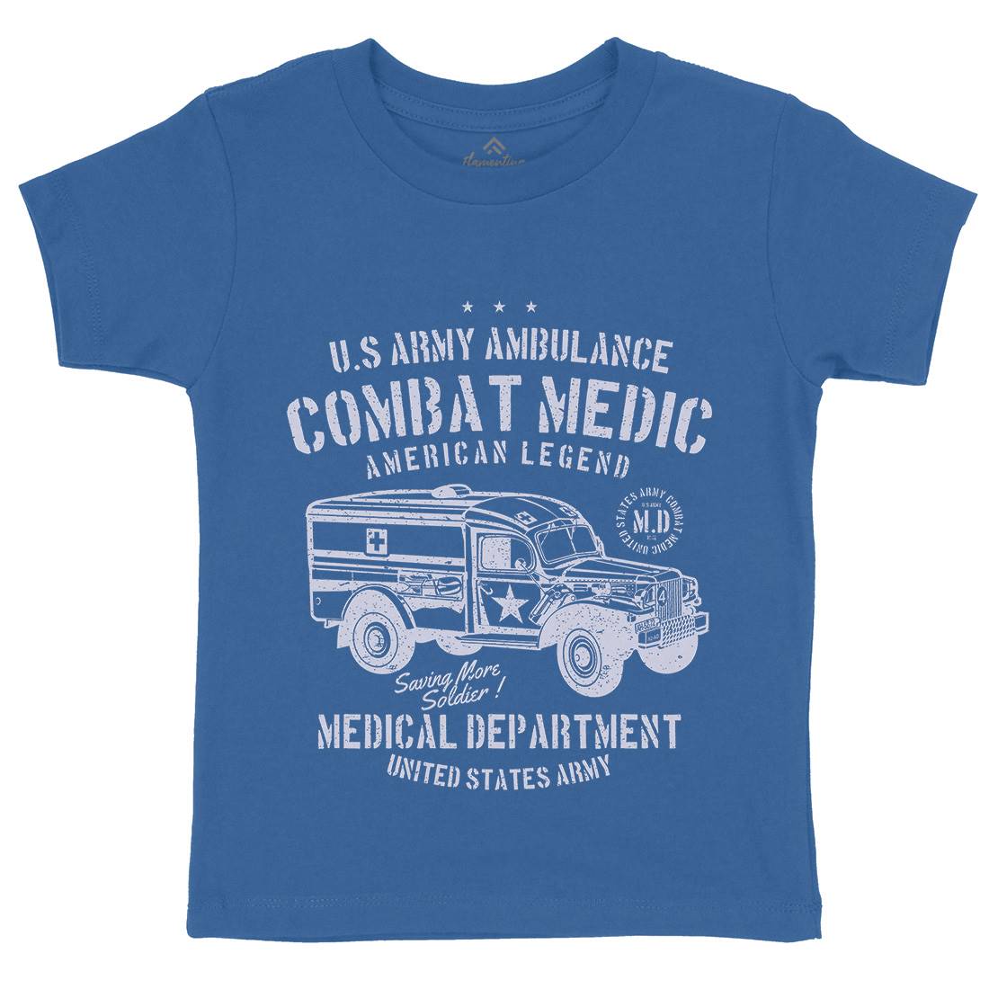 Ambulance Kids Crew Neck T-Shirt Army A189