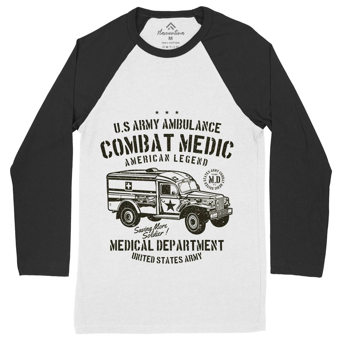 Ambulance Mens Long Sleeve Baseball T-Shirt Army A189