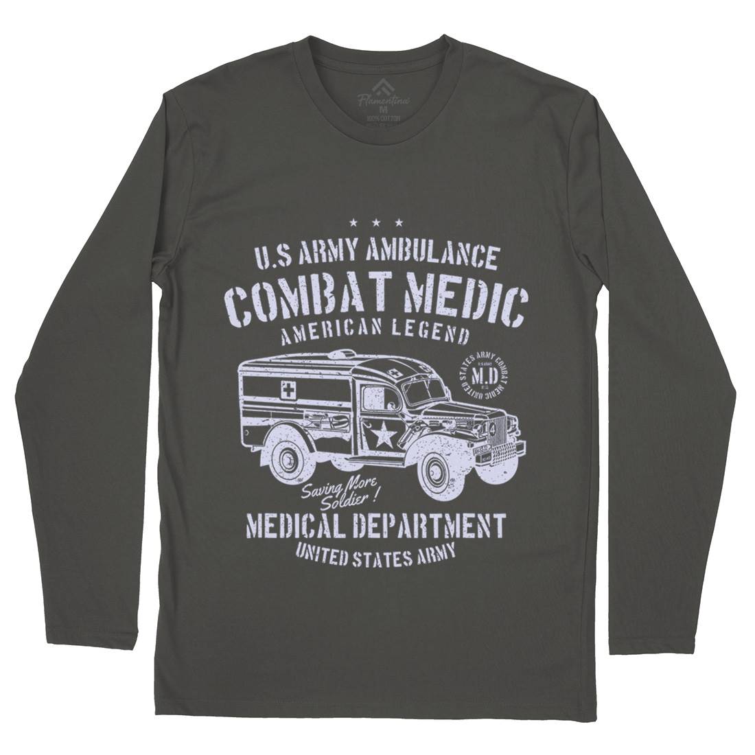 Ambulance Mens Long Sleeve T-Shirt Army A189