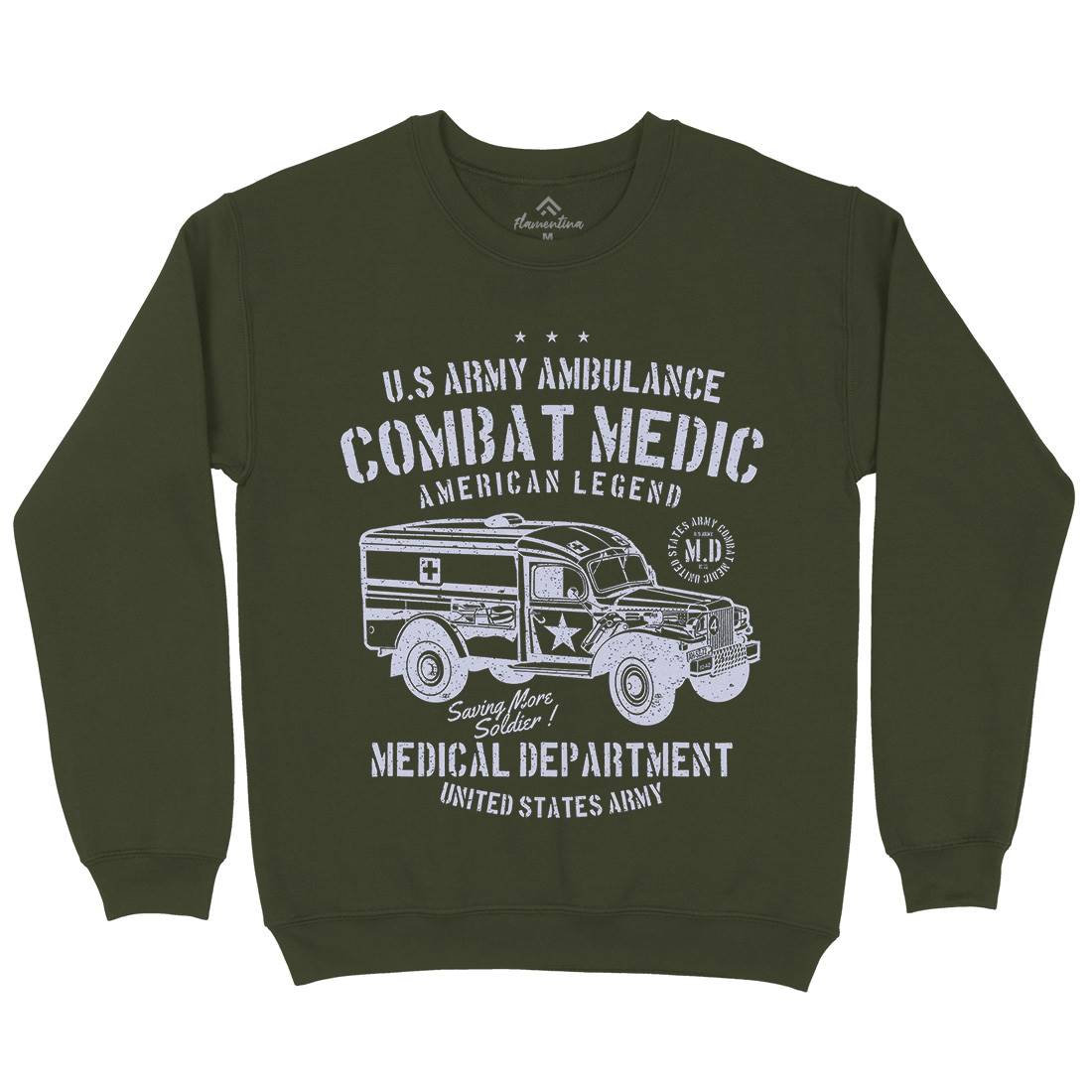 Ambulance Mens Crew Neck Sweatshirt Army A189