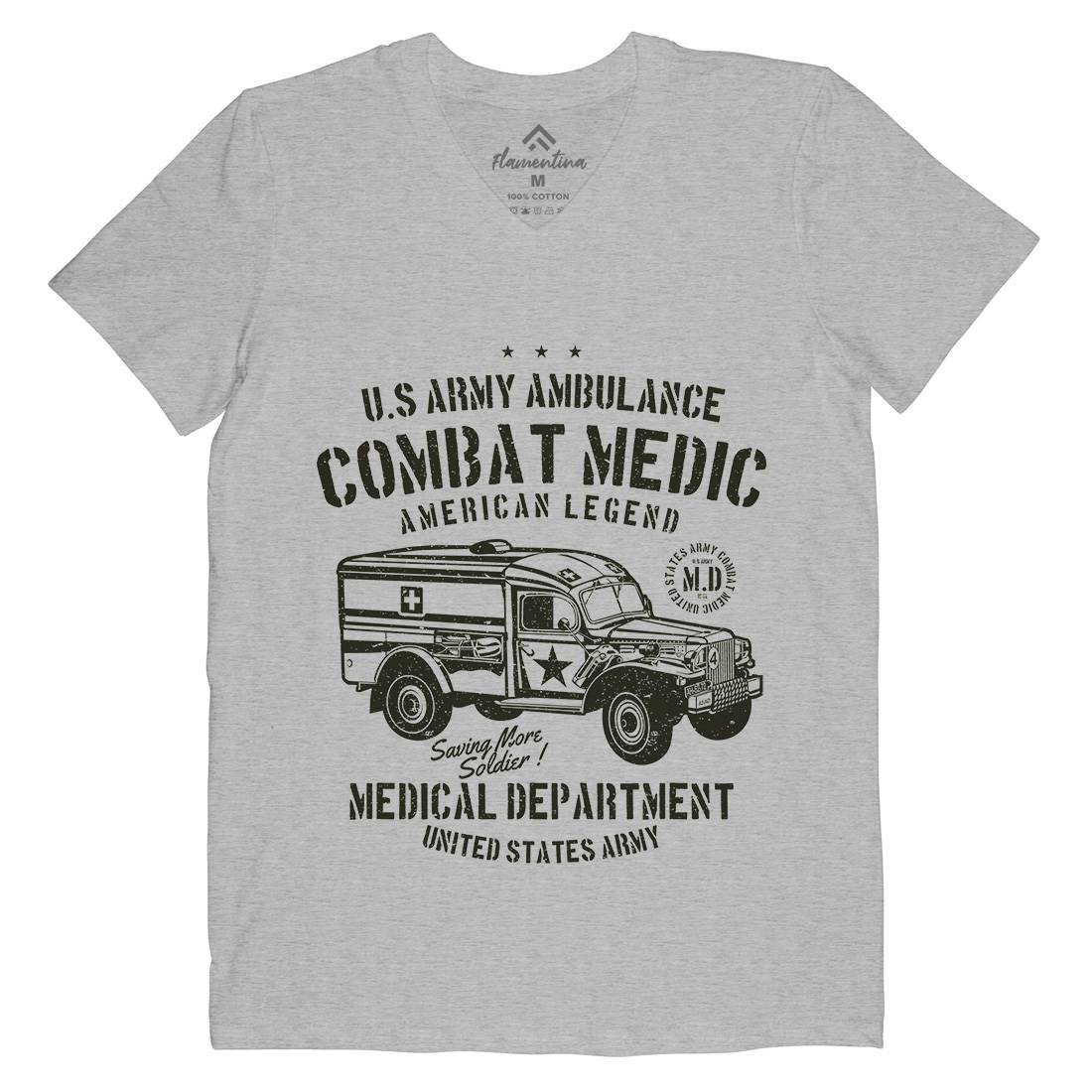 Ambulance Mens Organic V-Neck T-Shirt Army A189