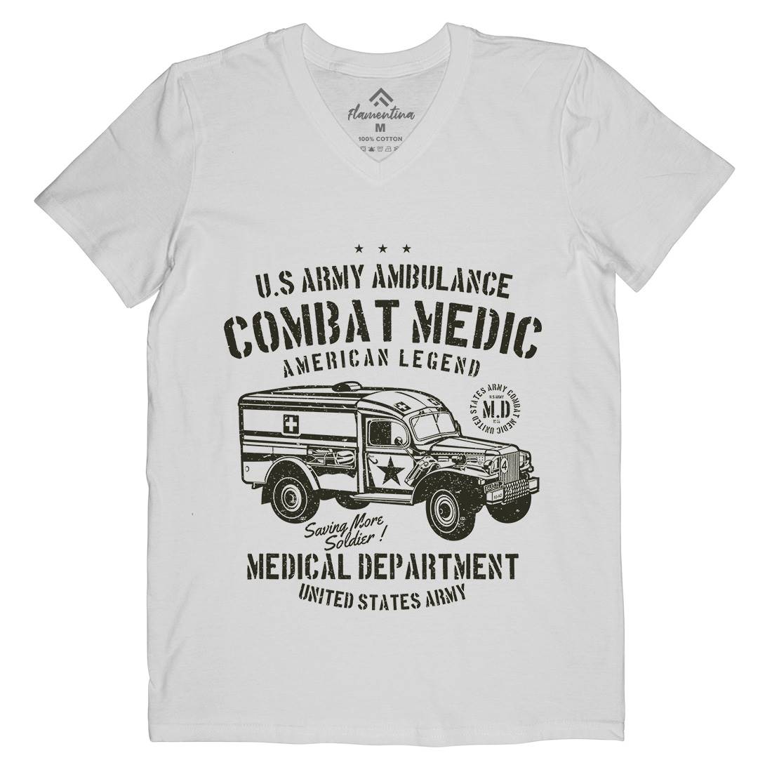 Ambulance Mens V-Neck T-Shirt Army A189