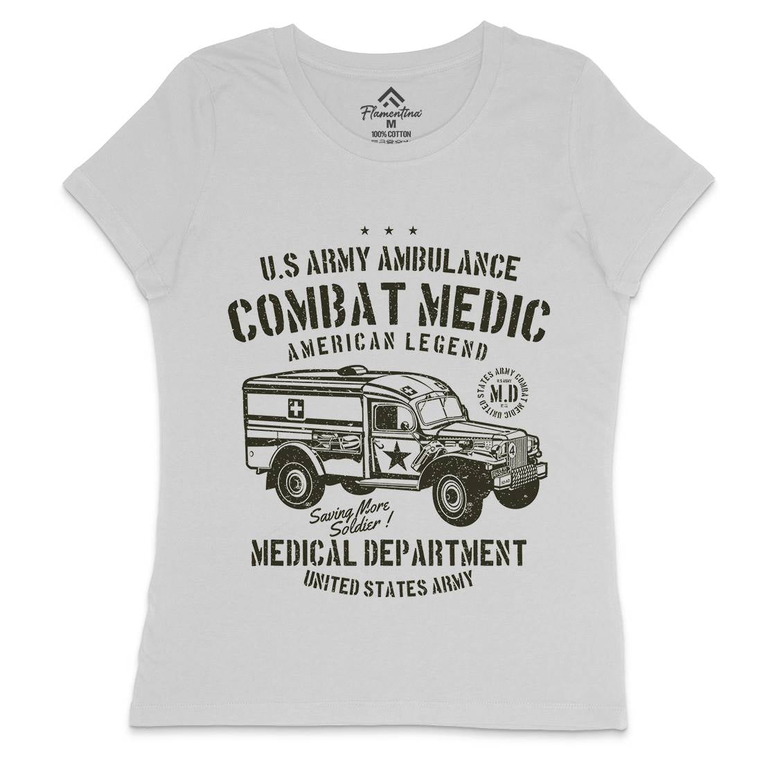 Ambulance Womens Crew Neck T-Shirt Army A189