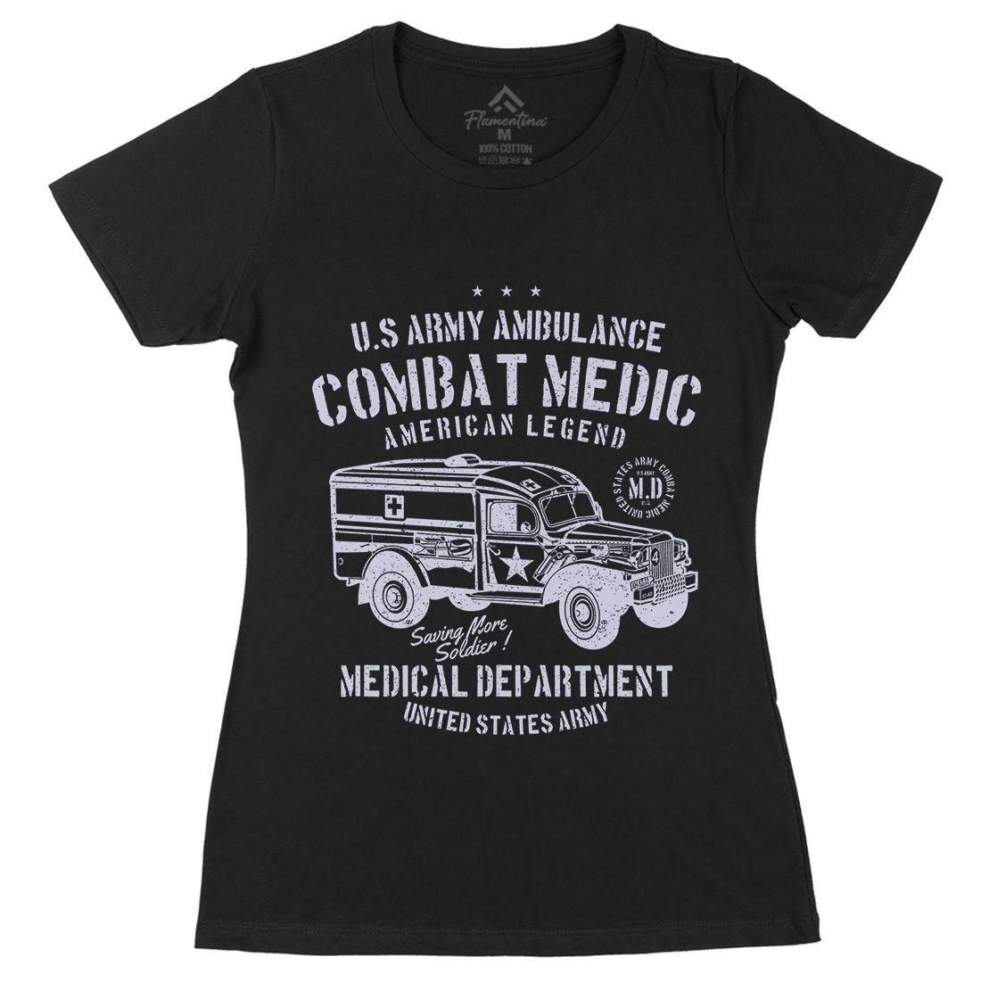 Ambulance Womens Organic Crew Neck T-Shirt Army A189