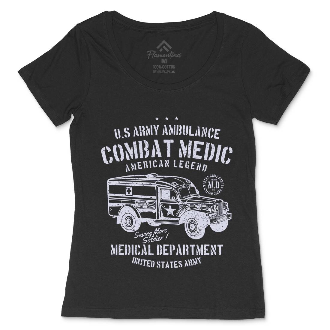 Ambulance Womens Scoop Neck T-Shirt Army A189
