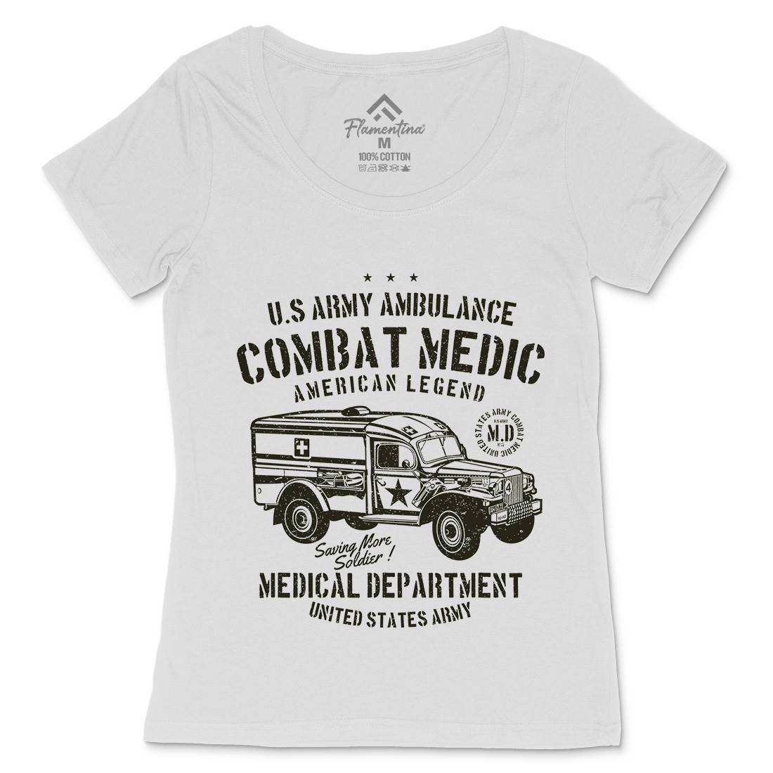 Ambulance Womens Scoop Neck T-Shirt Army A189