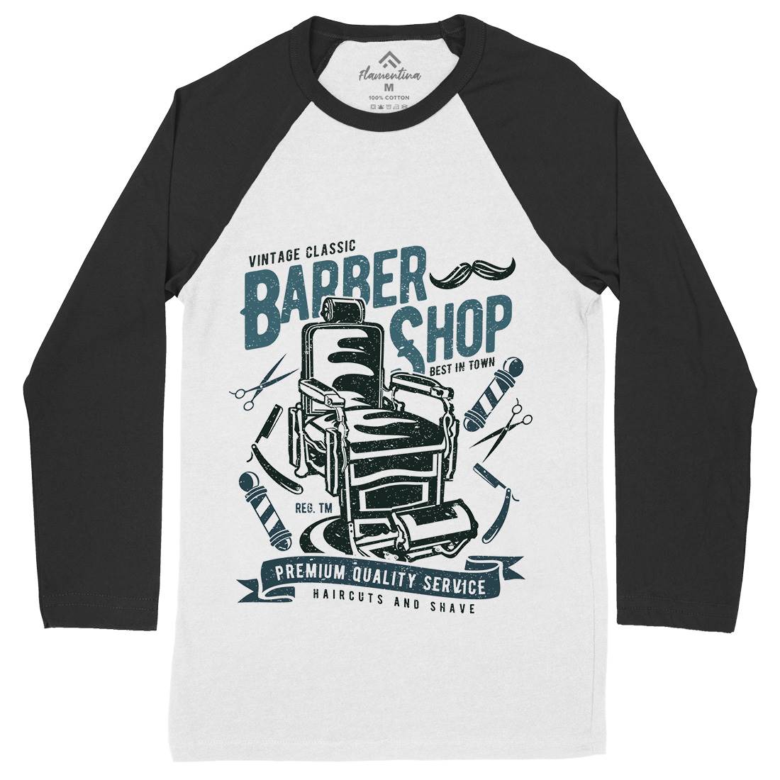 Vintage Shop Mens Long Sleeve Baseball T-Shirt Barber A191
