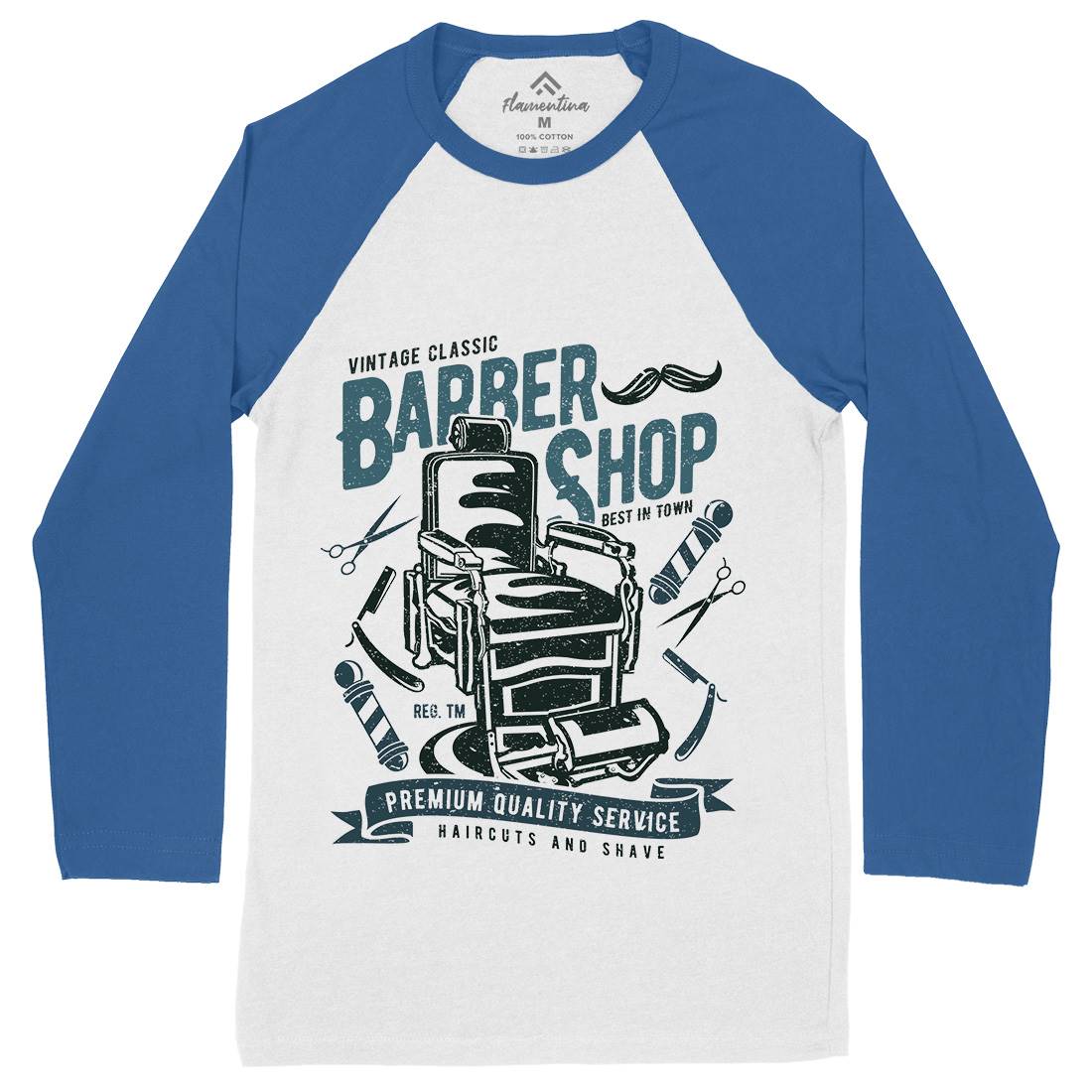 Vintage Shop Mens Long Sleeve Baseball T-Shirt Barber A191