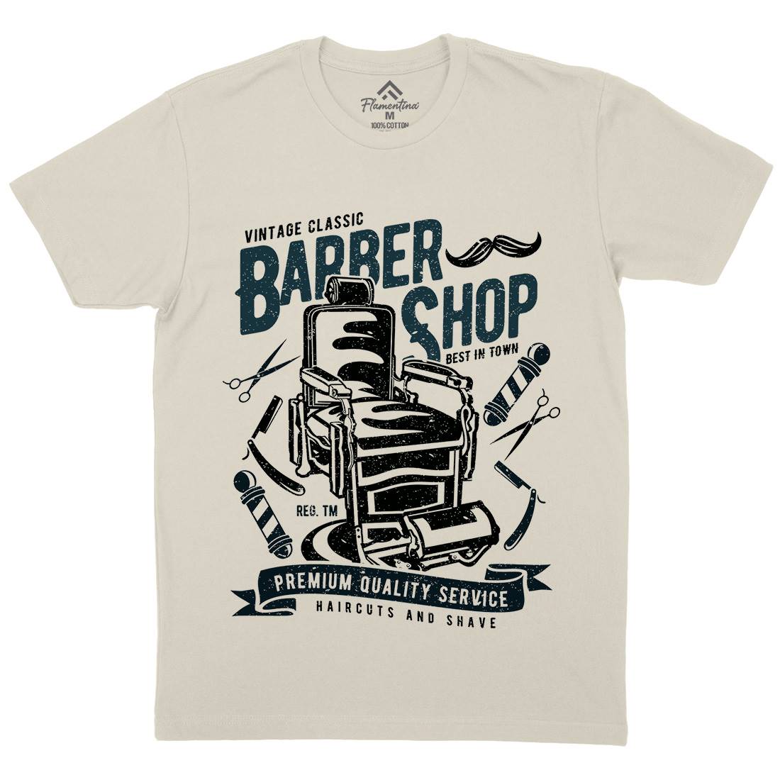 Vintage Shop Mens Organic Crew Neck T-Shirt Barber A191
