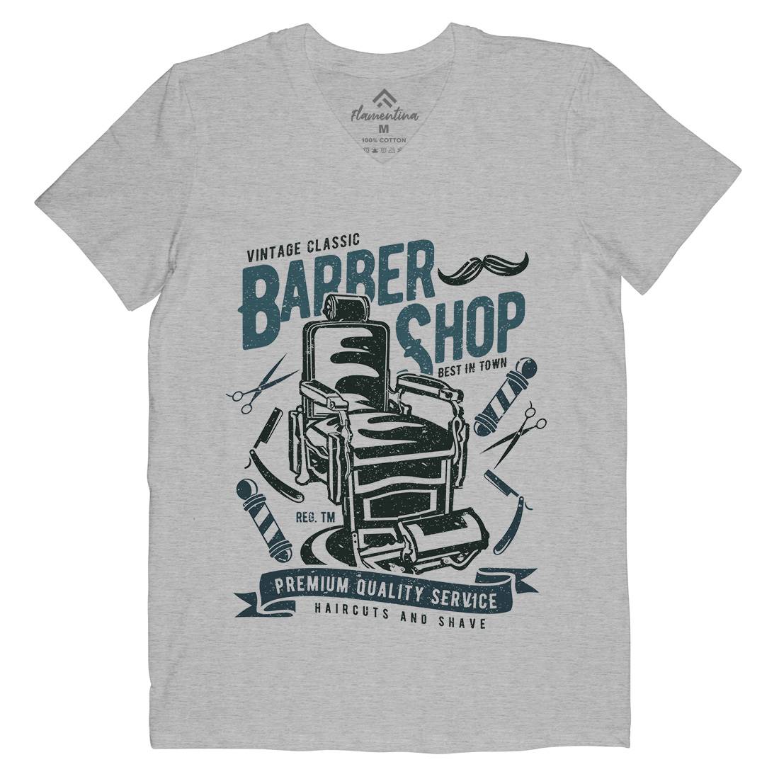 Vintage Shop Mens V-Neck T-Shirt Barber A191