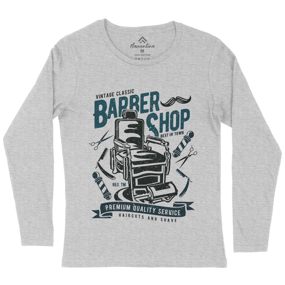 Vintage Shop Womens Long Sleeve T-Shirt Barber A191
