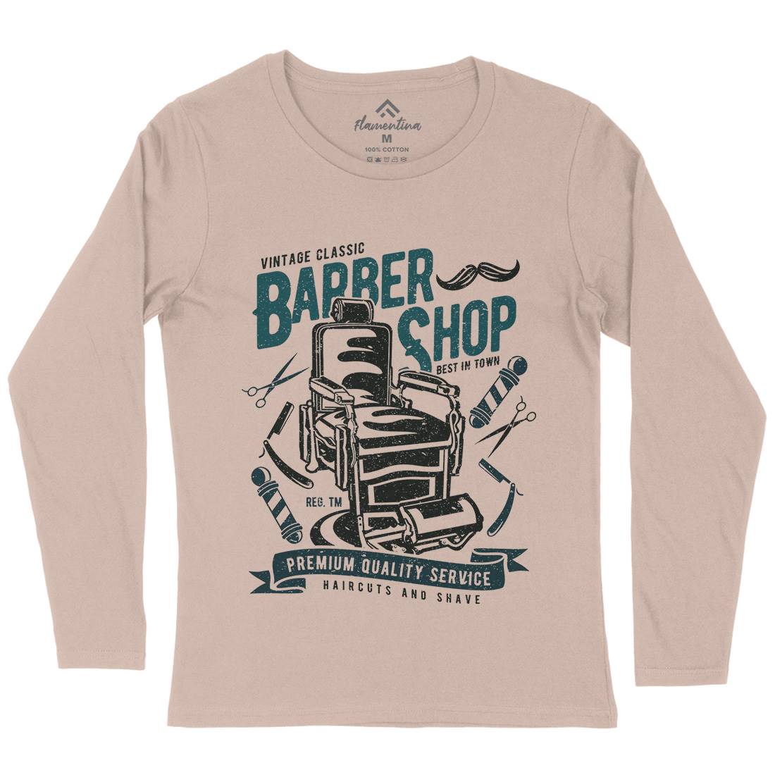 Vintage Shop Womens Long Sleeve T-Shirt Barber A191