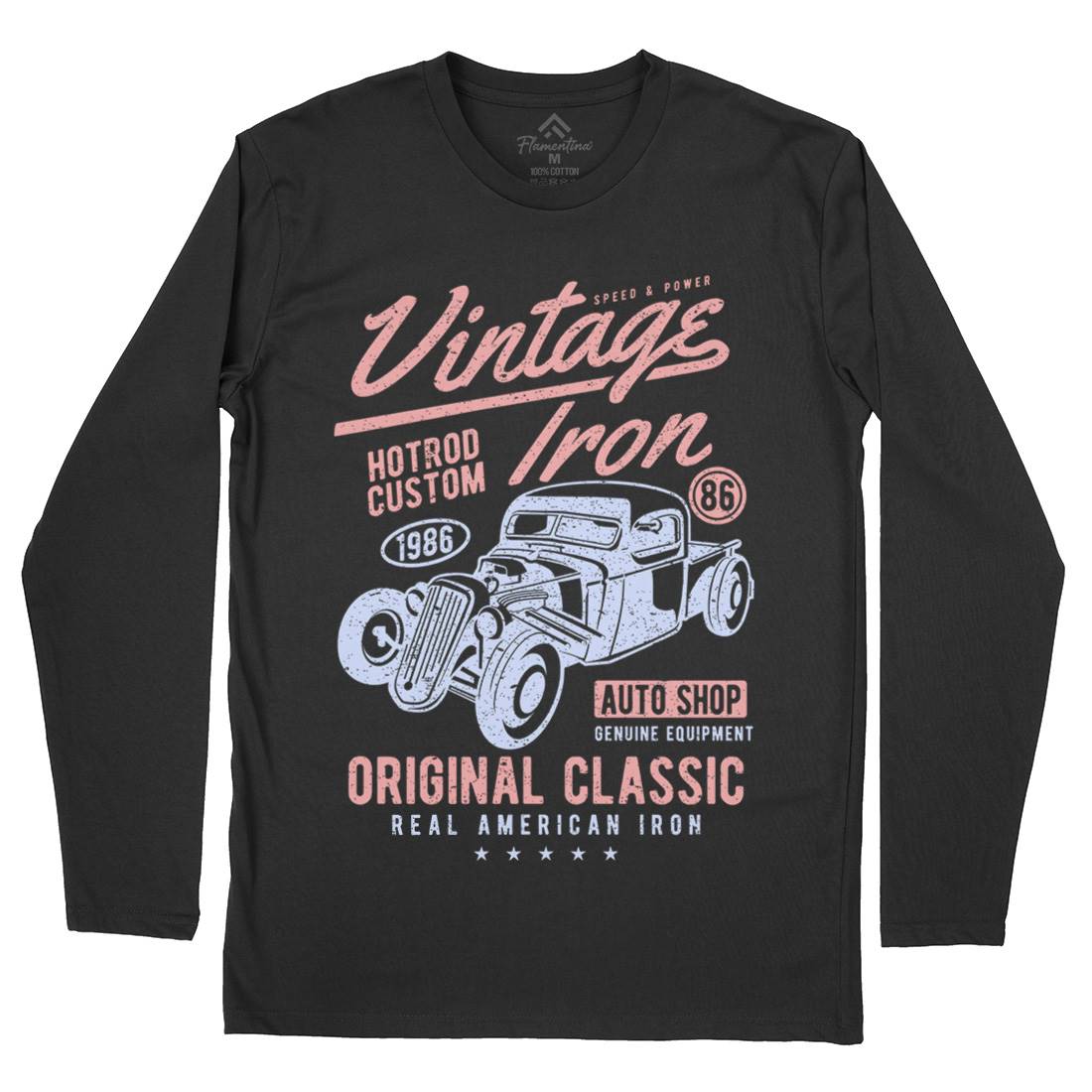 Vintage Iron Mens Long Sleeve T-Shirt Cars A192