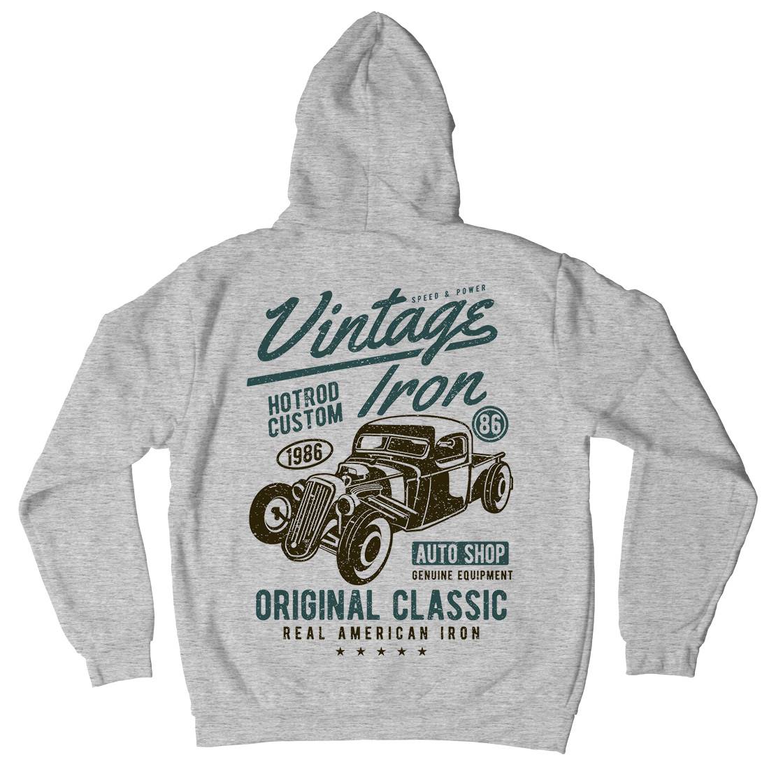 Vintage Iron Mens Hoodie With Pocket Cars A192