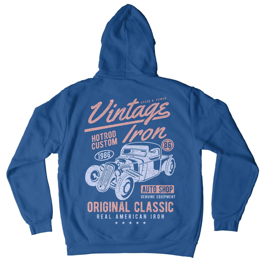 Vintage Iron Mens Hoodie With Pocket Cars A192