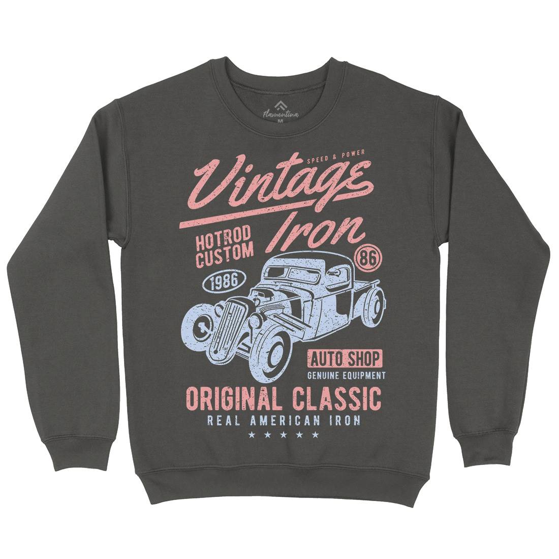 Vintage Iron Mens Crew Neck Sweatshirt Cars A192
