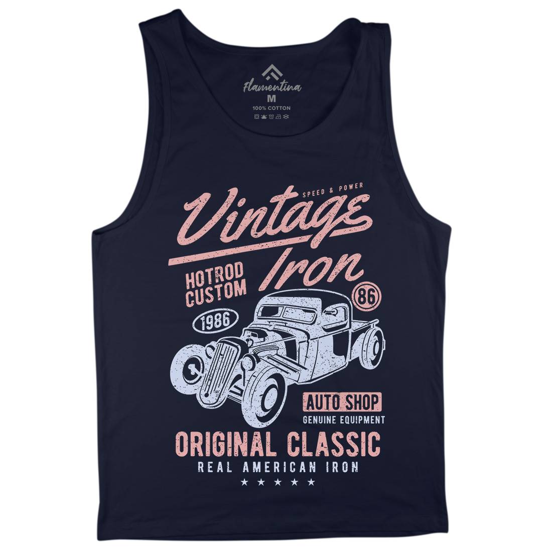 Vintage Iron Mens Tank Top Vest Cars A192