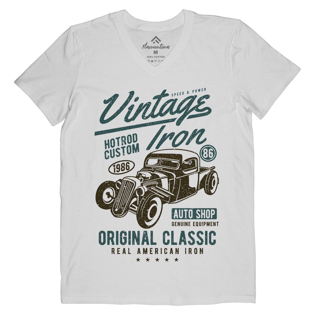 Vintage Iron Mens V-Neck T-Shirt Cars A192
