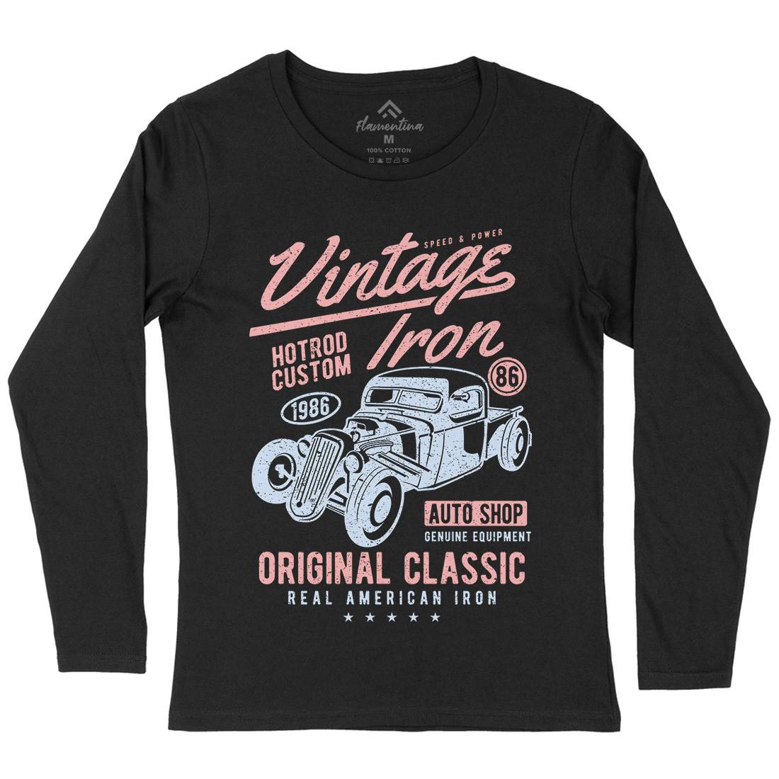 Vintage Iron Womens Long Sleeve T-Shirt Cars A192
