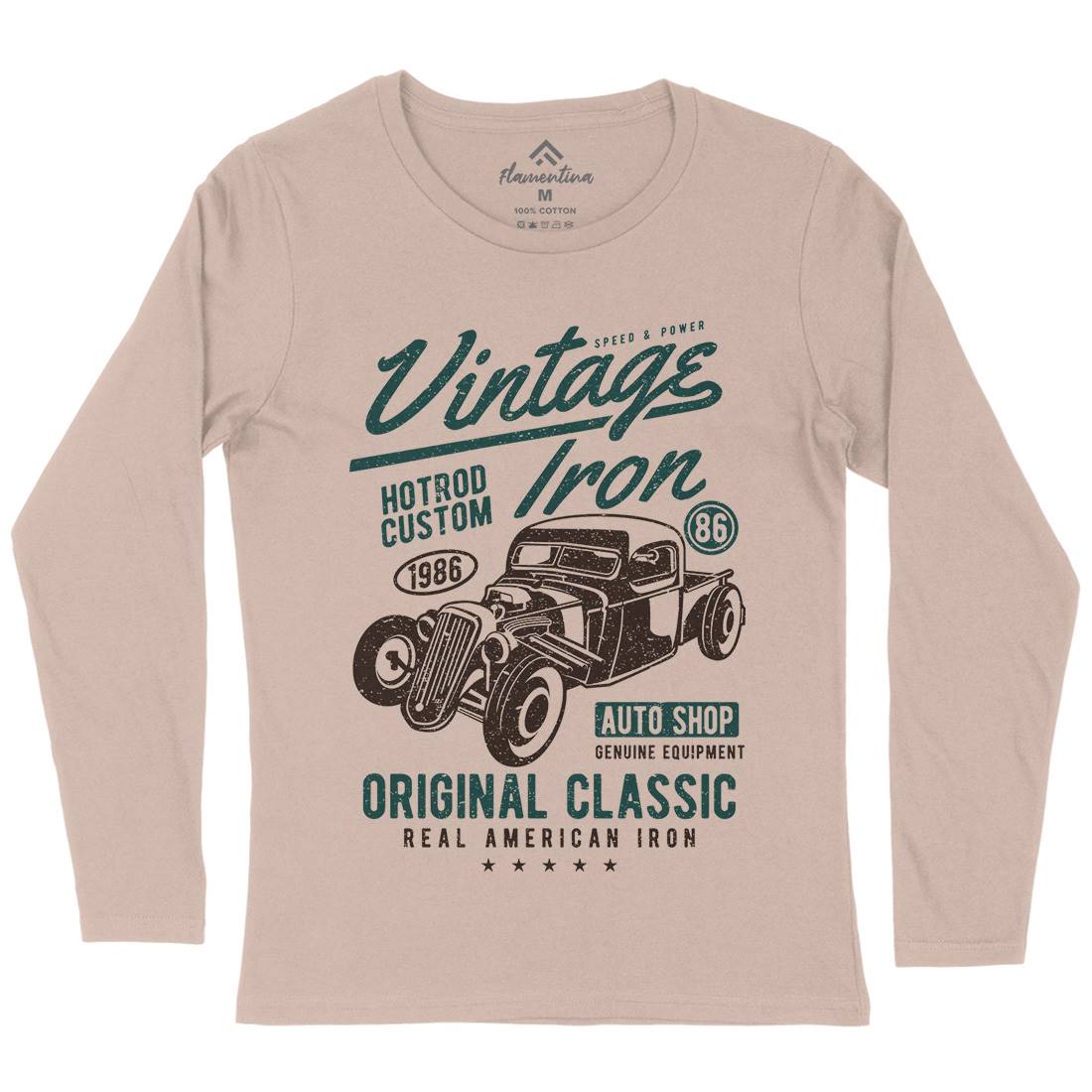 Vintage Iron Womens Long Sleeve T-Shirt Cars A192
