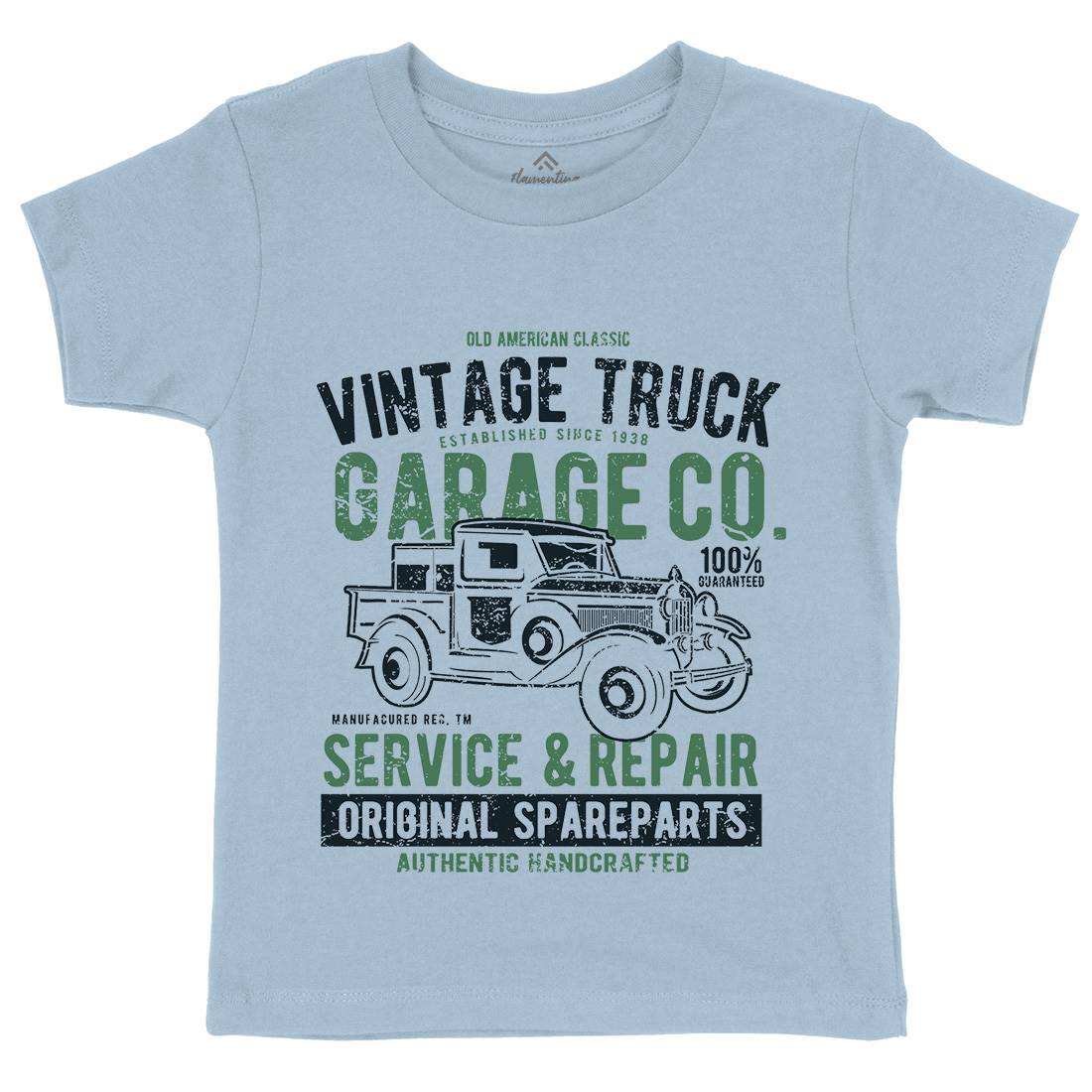 Vintage Truck Kids Organic Crew Neck T-Shirt Vehicles A193
