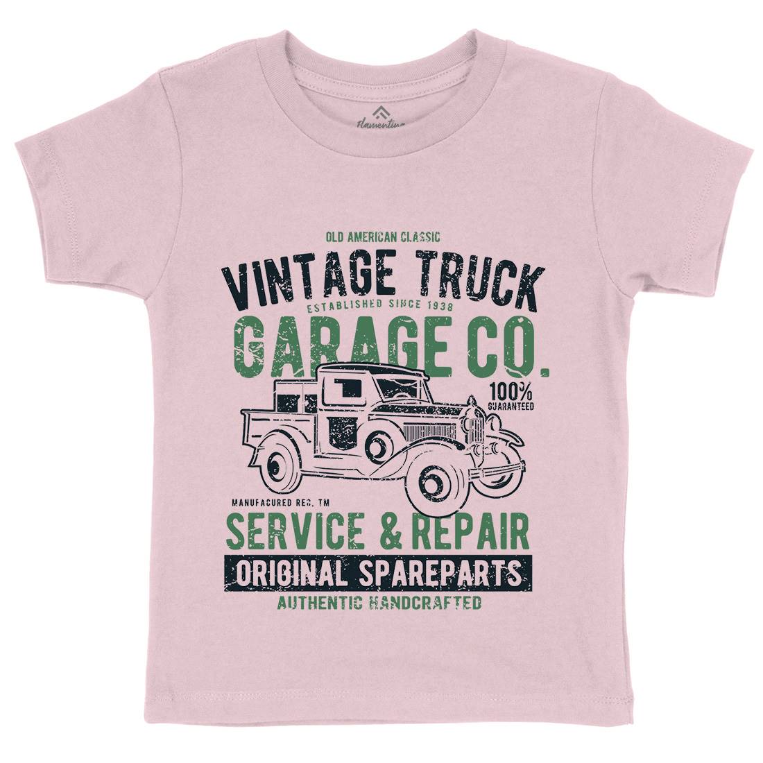 Vintage Truck Kids Organic Crew Neck T-Shirt Vehicles A193