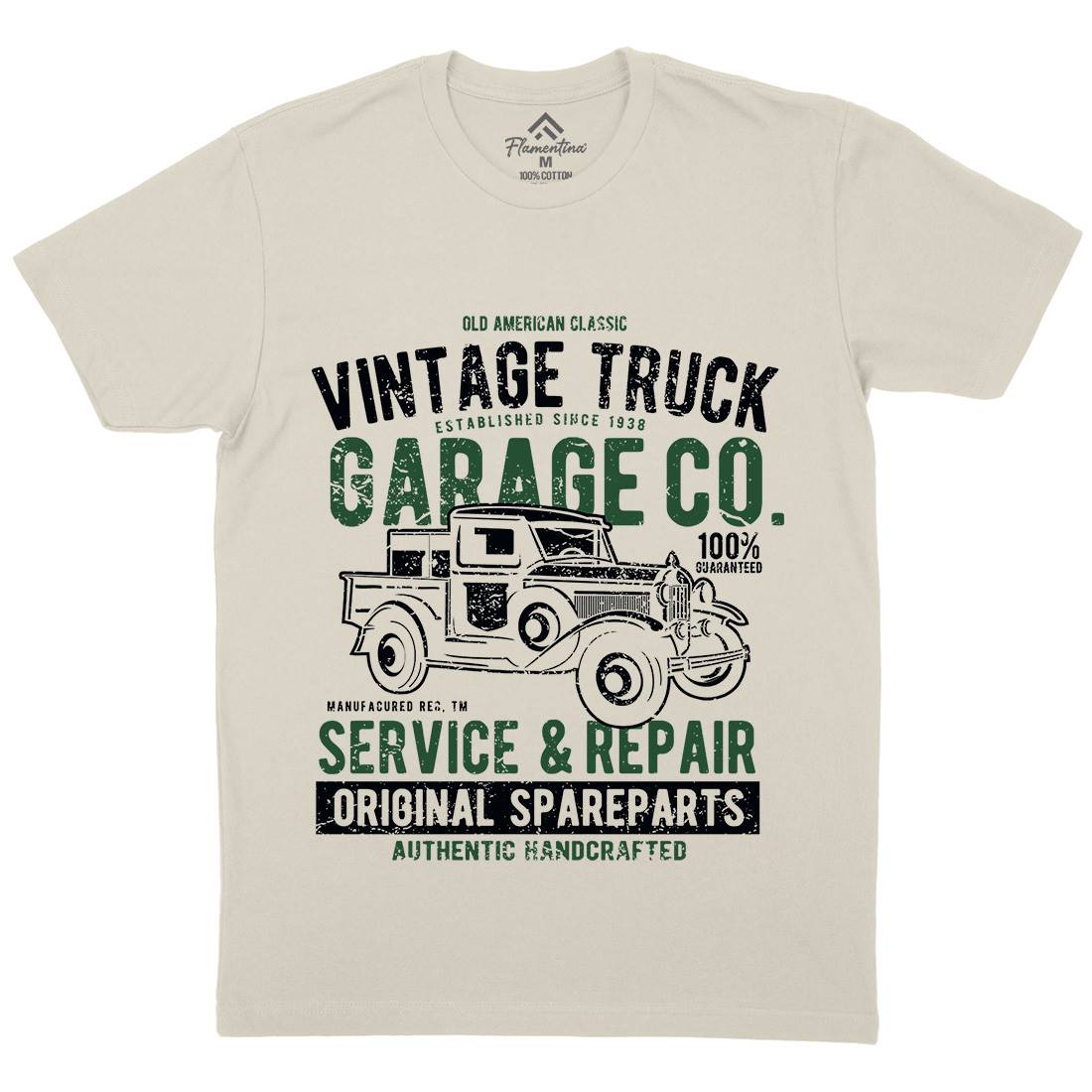Vintage Truck Mens Organic Crew Neck T-Shirt Vehicles A193