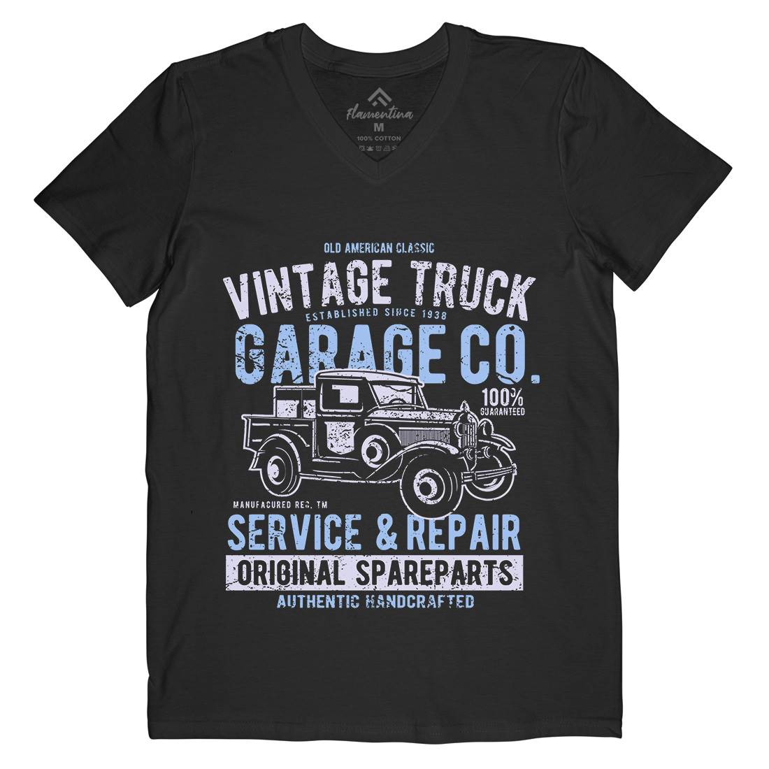 Vintage Truck Mens Organic V-Neck T-Shirt Vehicles A193