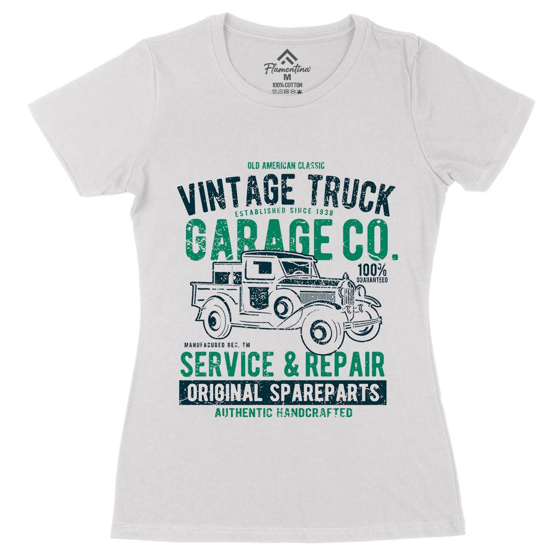 Vintage Truck Womens Organic Crew Neck T-Shirt Vehicles A193