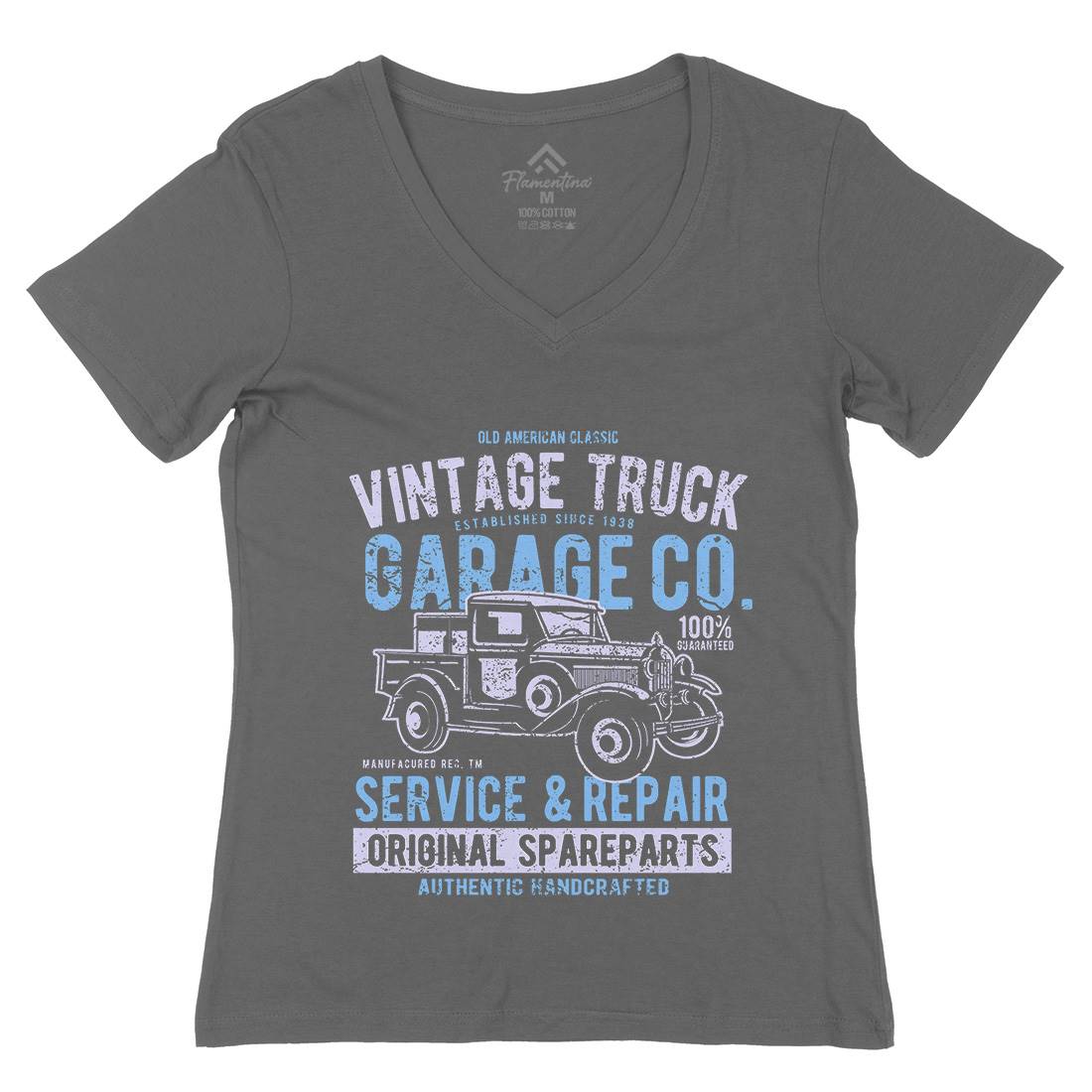 Vintage Truck Womens Organic V-Neck T-Shirt Vehicles A193