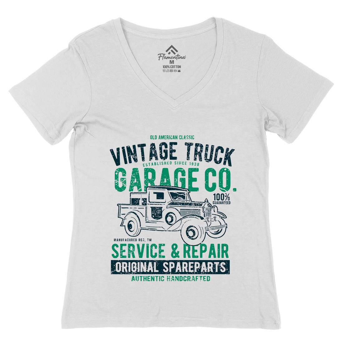 Vintage Truck Womens Organic V-Neck T-Shirt Vehicles A193