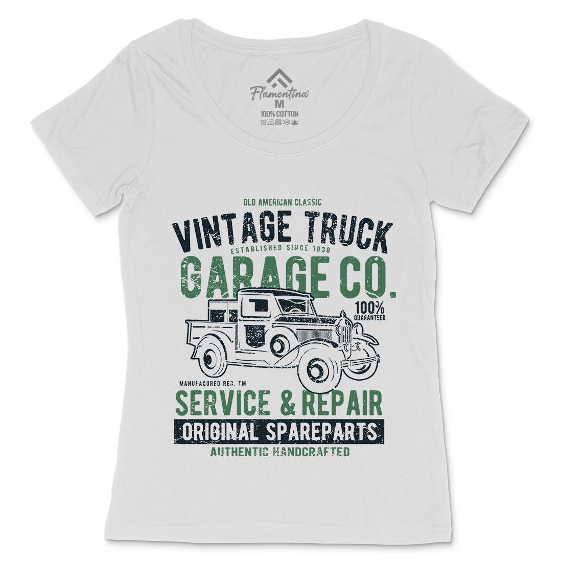 Vintage Truck Womens Scoop Neck T-Shirt Vehicles A193