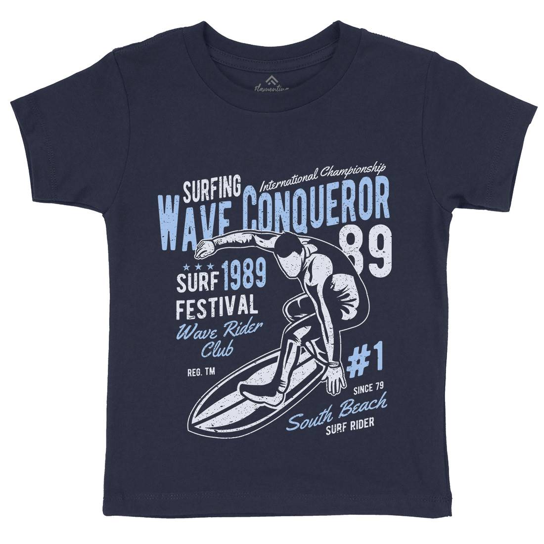 Wave Conqueror Kids Crew Neck T-Shirt Surf A195