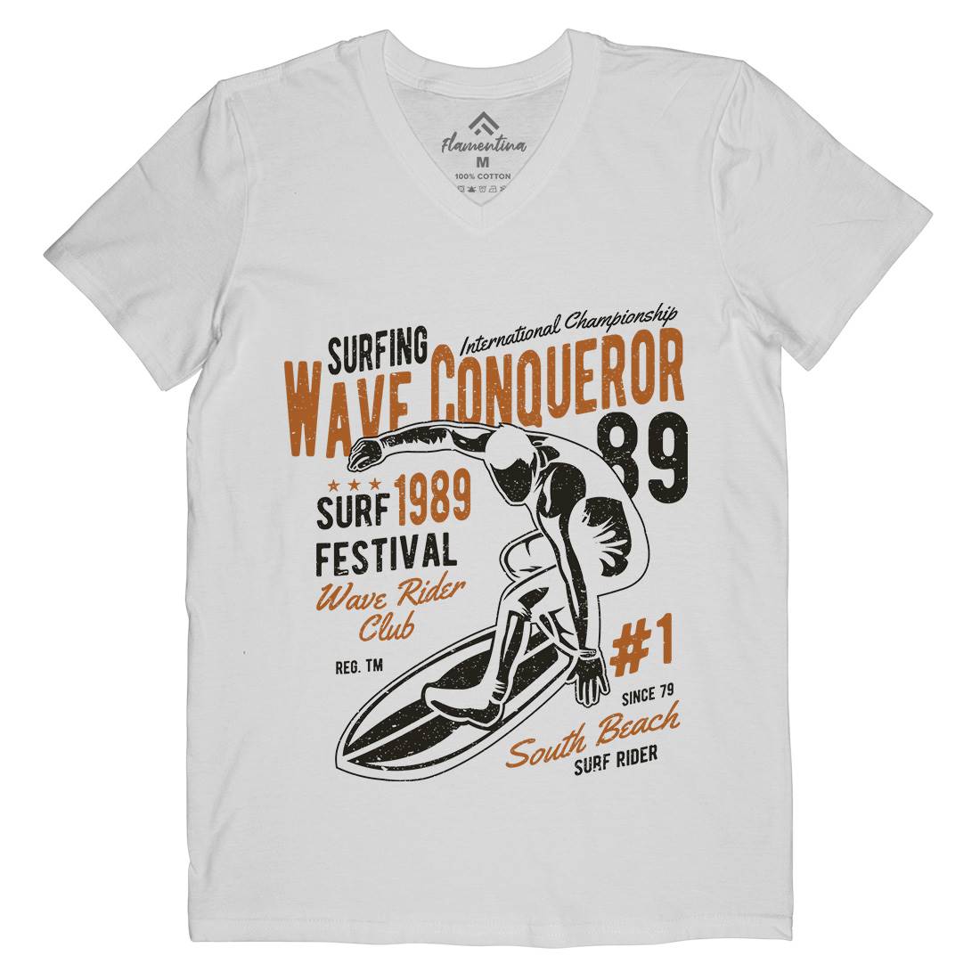Wave Conqueror Mens V-Neck T-Shirt Surf A195